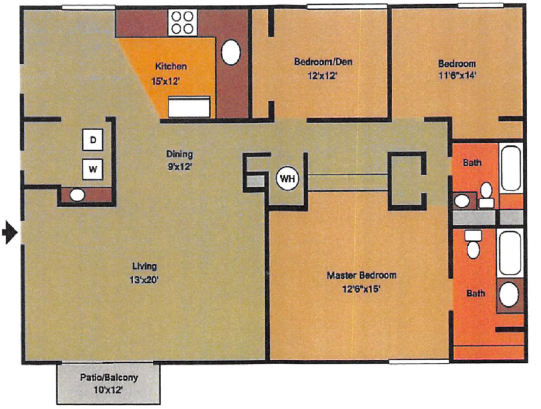 Fairway Tower & Manor Apartments three bedroom floor plan in Akron, OH